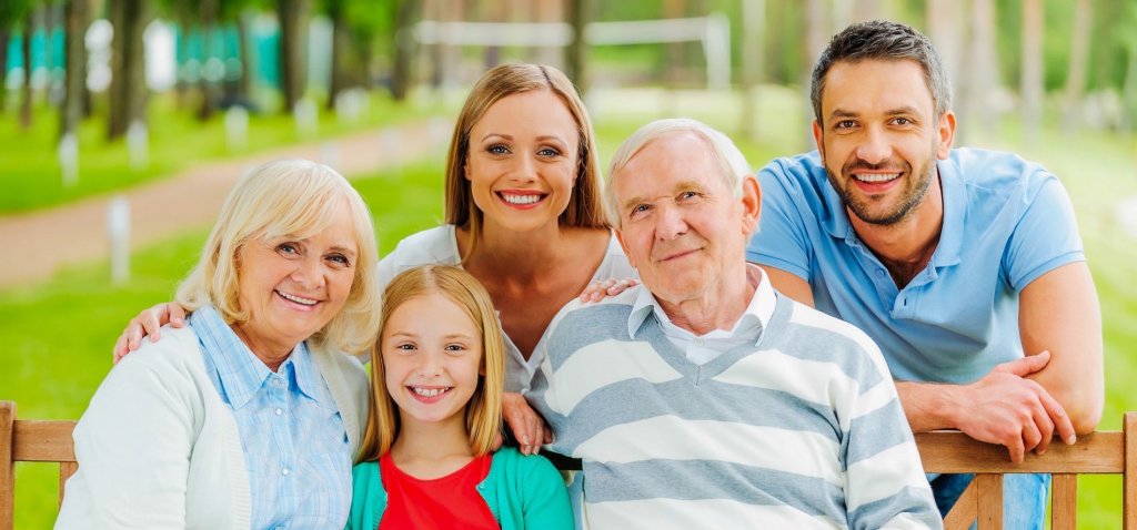 Intergenerational family with a child, parents, grandparents